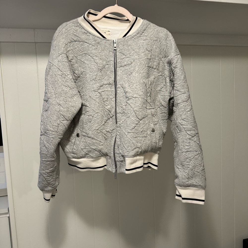 Rag & Bone Gray Bomber Jacket with Ribbed Details